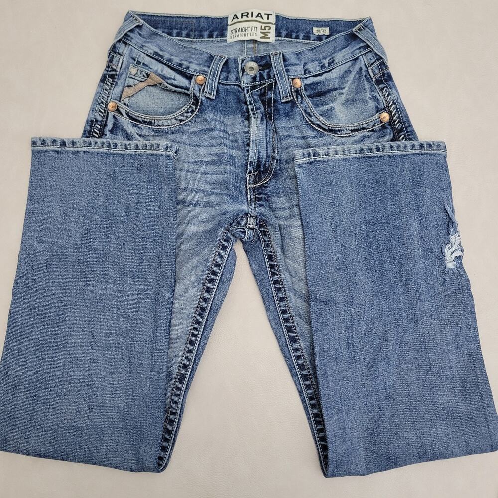 Ariat Mens M5 Straight Fit Jeans 28x32 Blue Medium Wash Western Denim Workwear